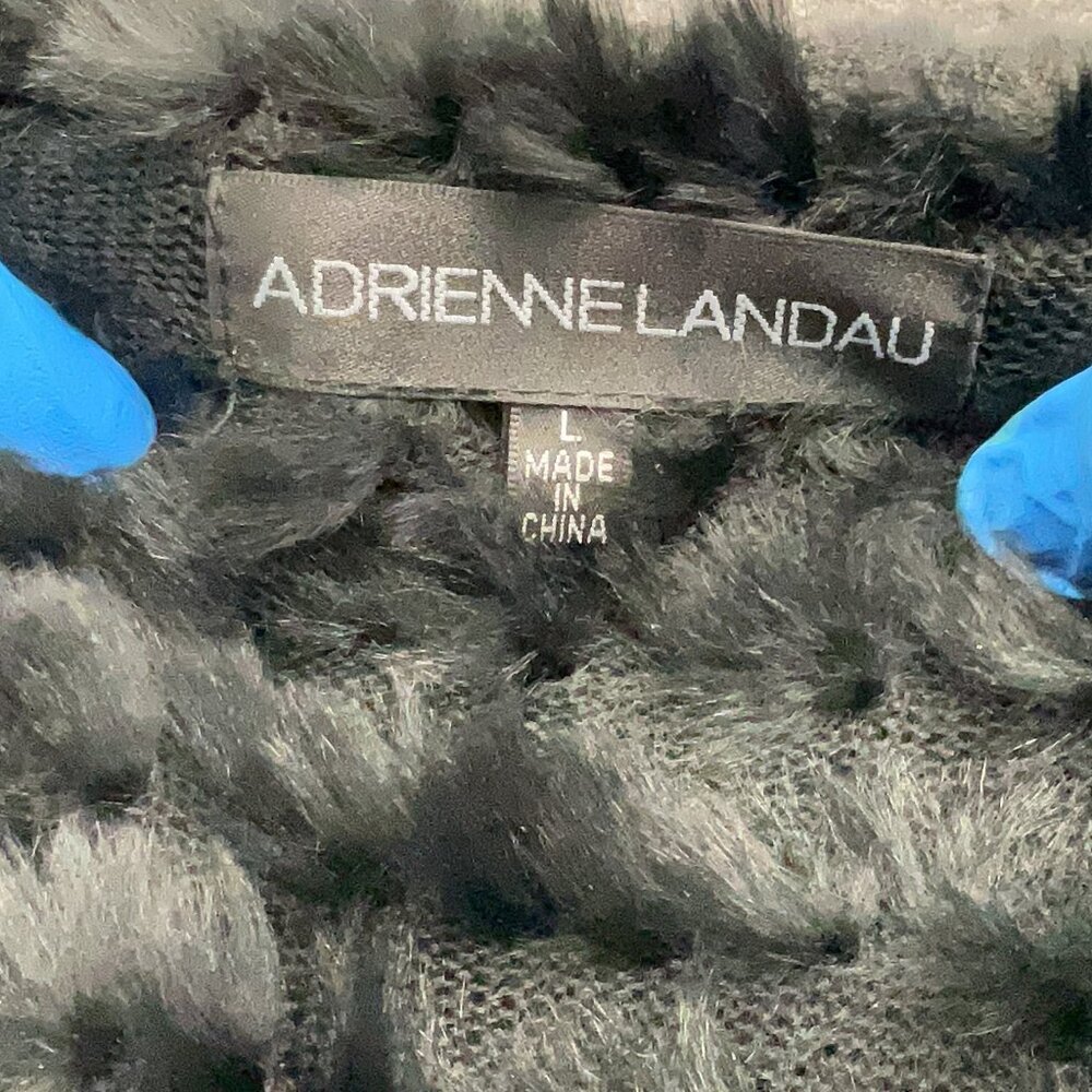 🖤 Adrienne Landau Real Rabbit Fur Knit Jacket Black Soft Mobwife Whimsigoth L - Picture 10 of 13